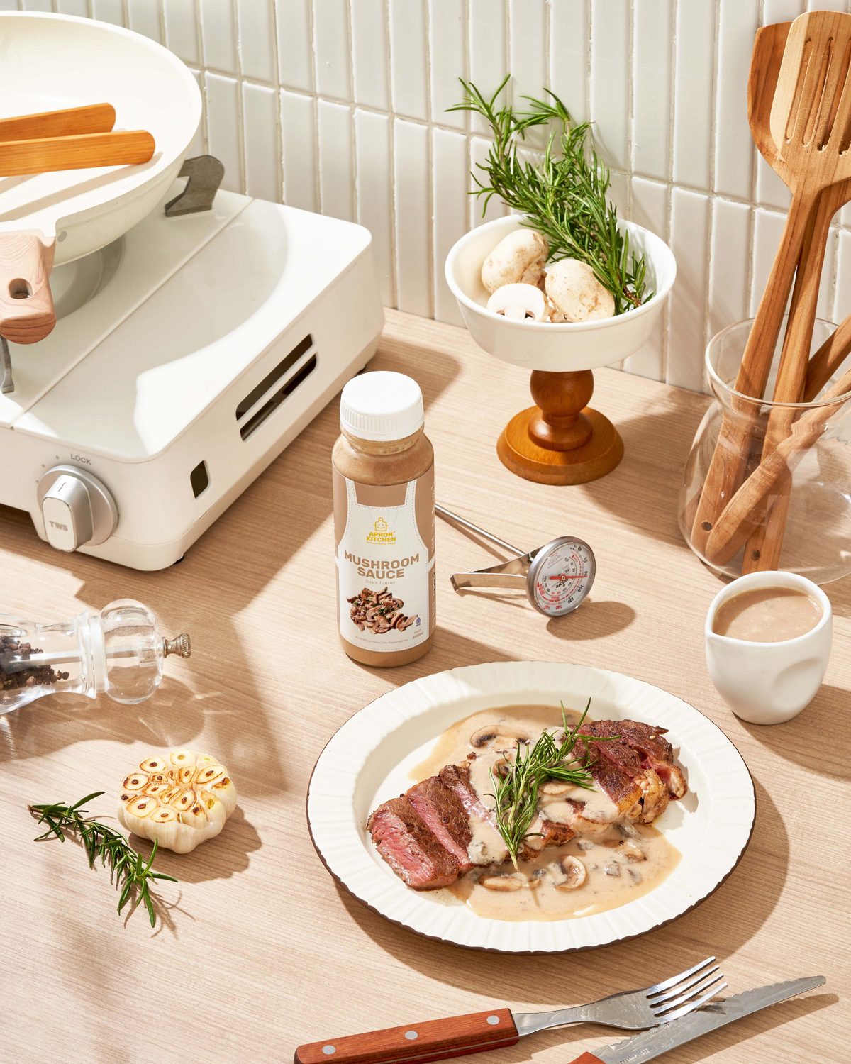 Mushroom sauce served with steak